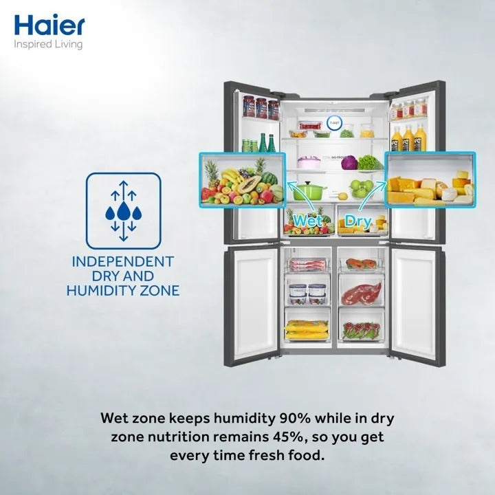 Haier Refrigerator - HRF-578 TBG(Glass Door)T-DOOR-DESIGN- Twin Inverter Technology-(20 Cubic Feet)-HCS Freshness Technology-No Frost Multi Air flow