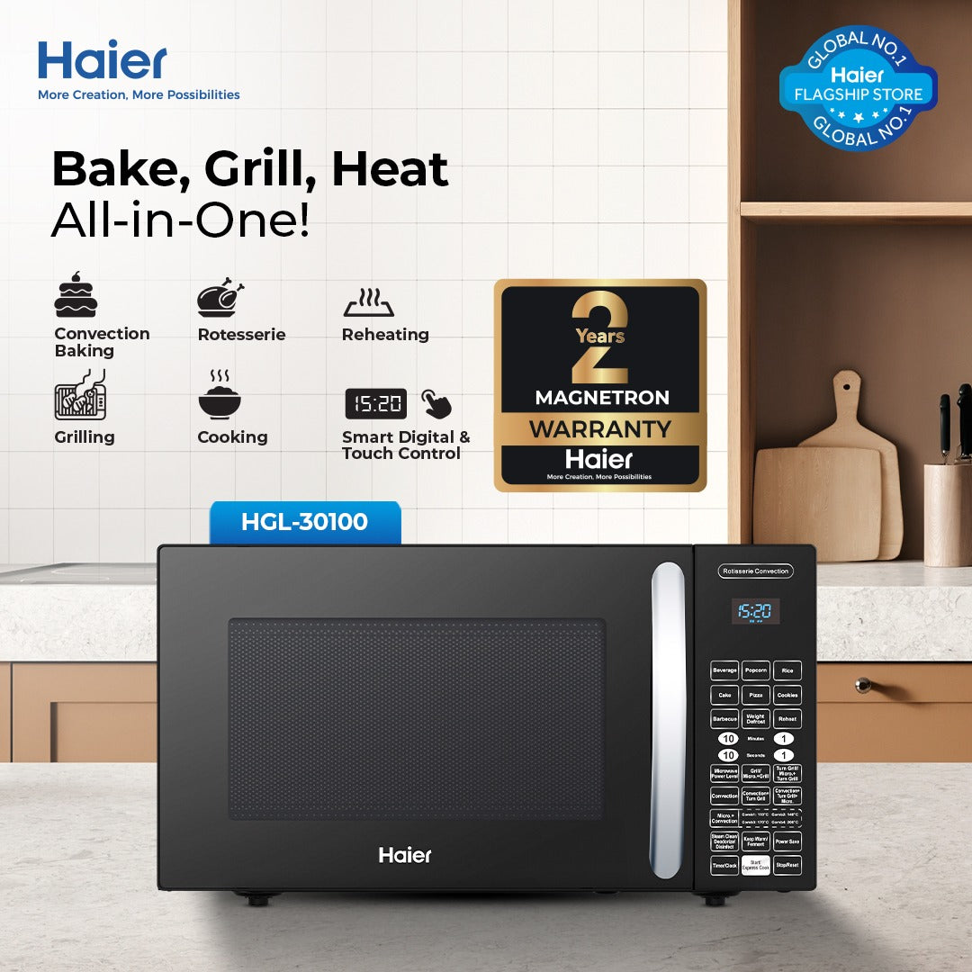 Haier 30L Rotisserie Grill Convection HGL-30100 (Digital Control Baking Steam Clean) Microwave Oven