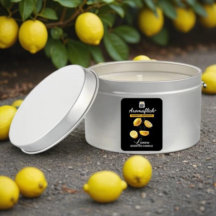 Lemon Scented Candle in Silver Tin