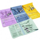 16 pcs High Quality stainless steel color Coated Manicure Pedicure Set Professional Nail Clipper Kit in Leather case