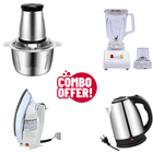 Premium Electric Meat Grinder/Copper + Premium Electric Iron + Premium Electric Kettle + Premium 2 in 1 Blender