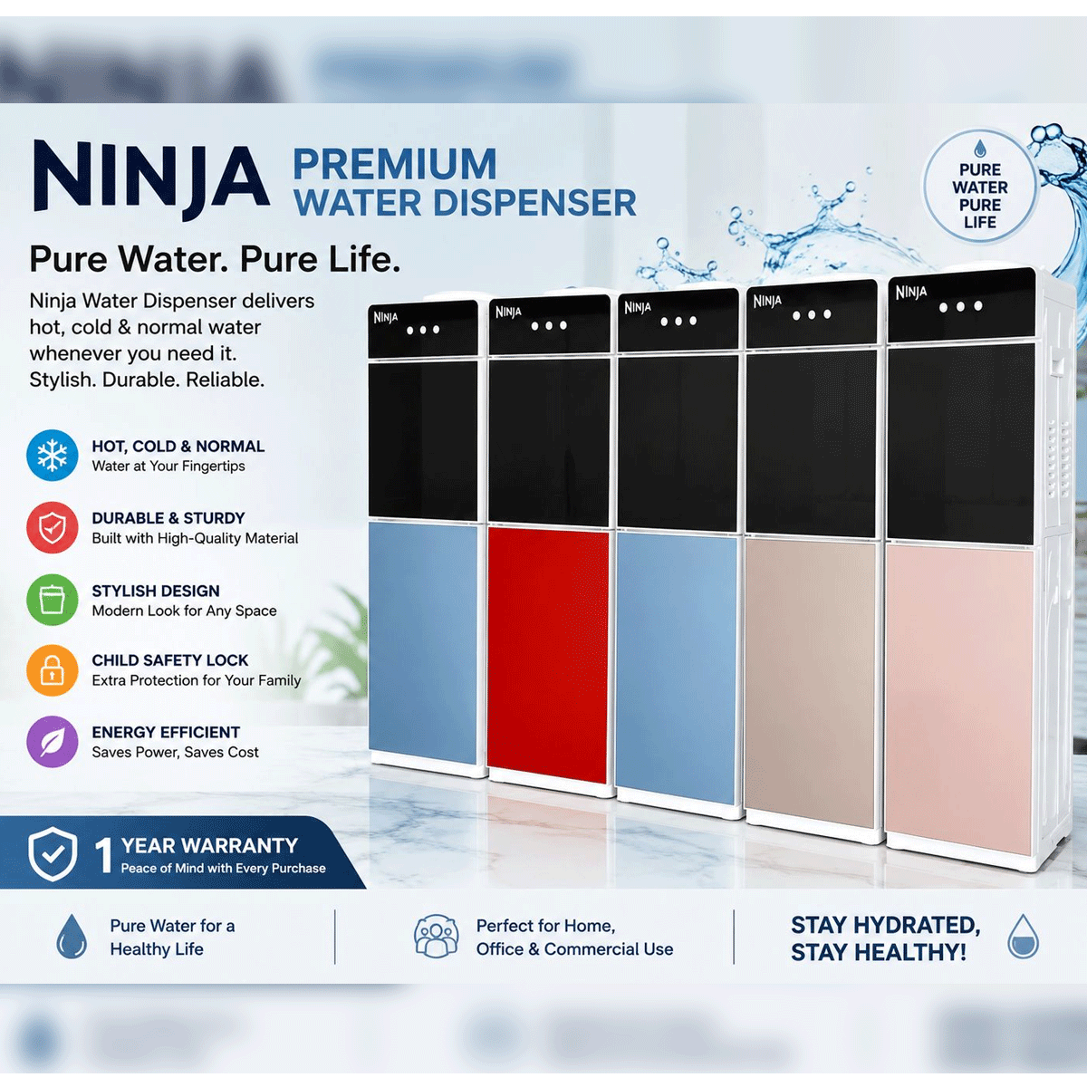 NINJA PREMIUM WATER DISPENSER  Pure Water Pure Life