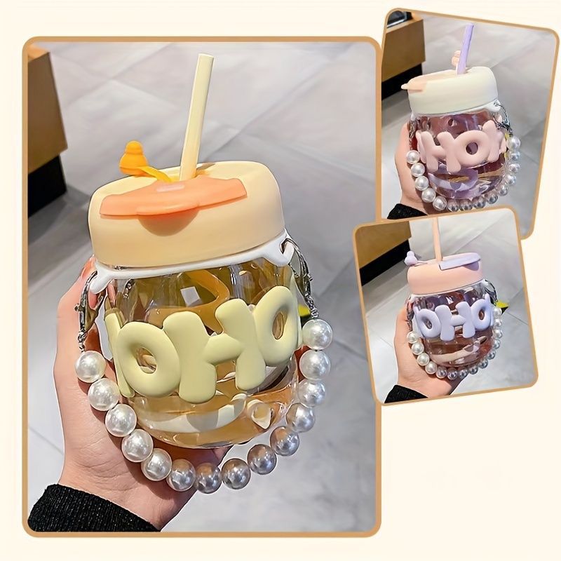 PEARL GLASS SIPPER (With glass straw)