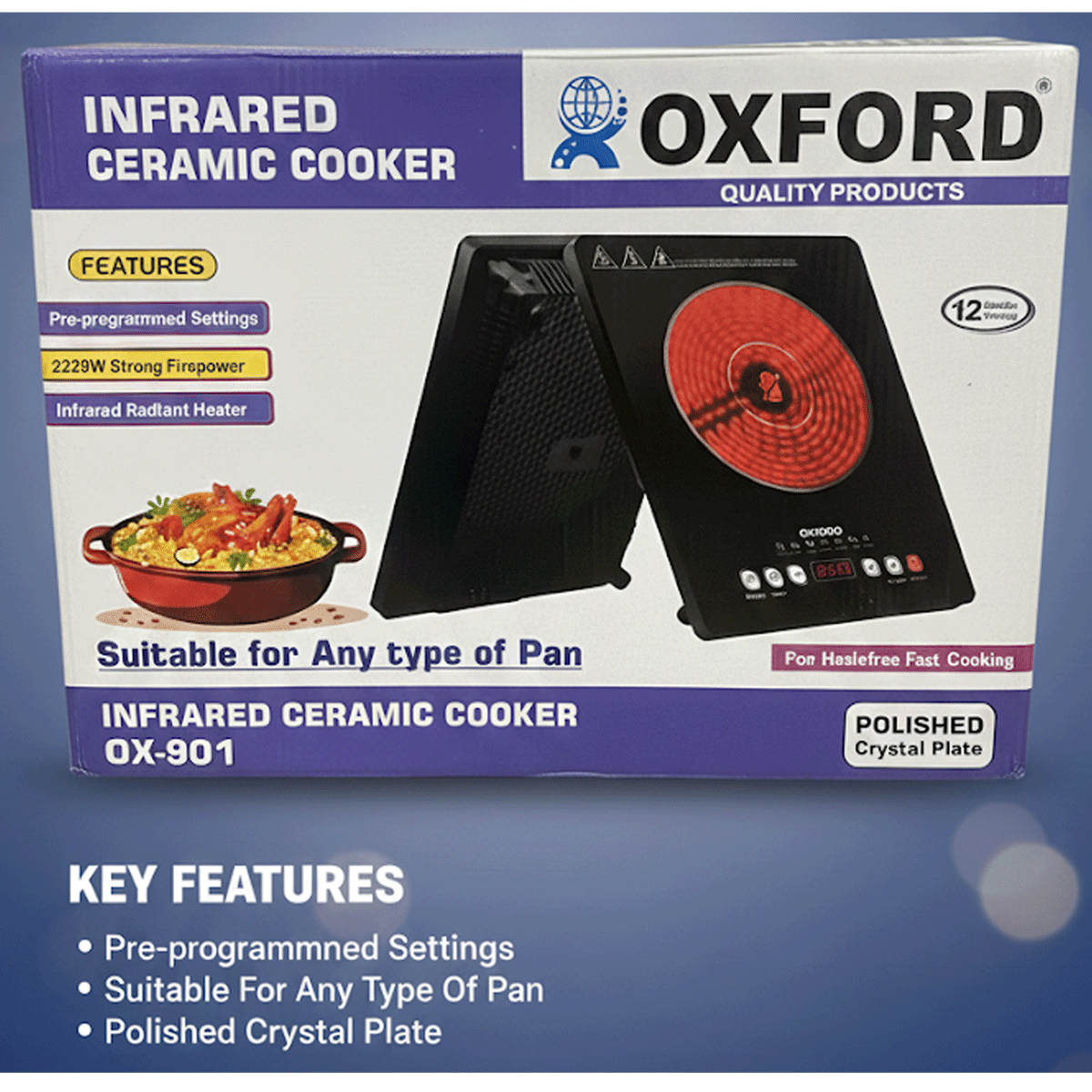 Oxford Infrared Cooker | Electric Stove | High Quality | Adjustable Temperature | Ceramic Induction Cooker | Energy Efficient| All cookware can be used