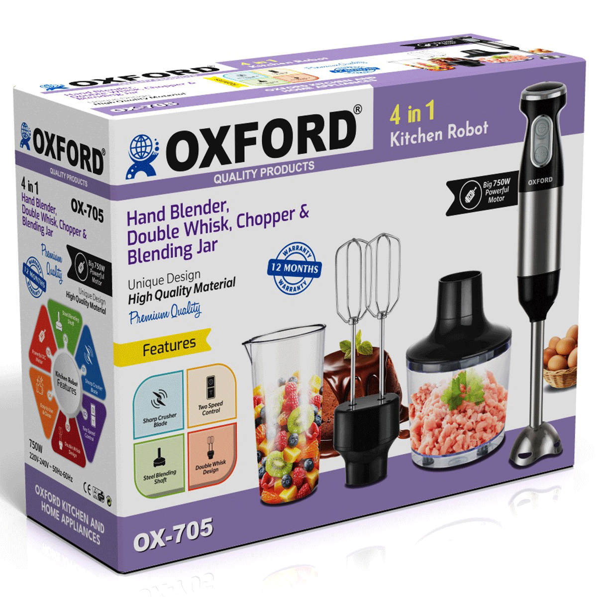 Oxford 4 in 1 Hand Blender Set - OX-705