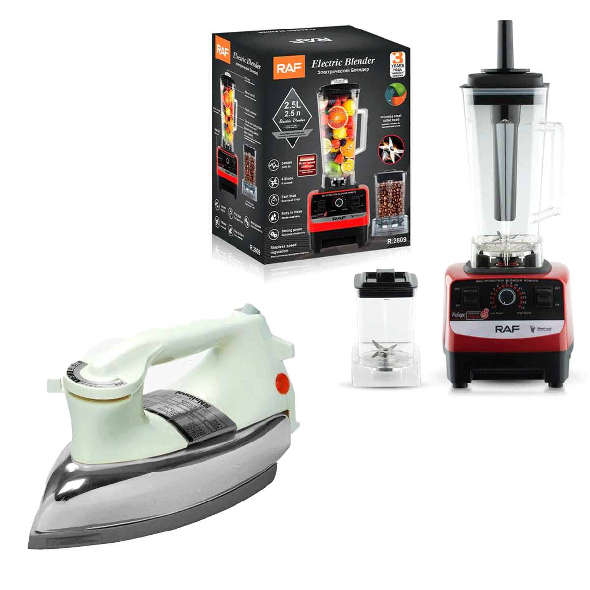 RAF ELECTRIC BLENDER 2IN1 R.2809 + Premium Iron