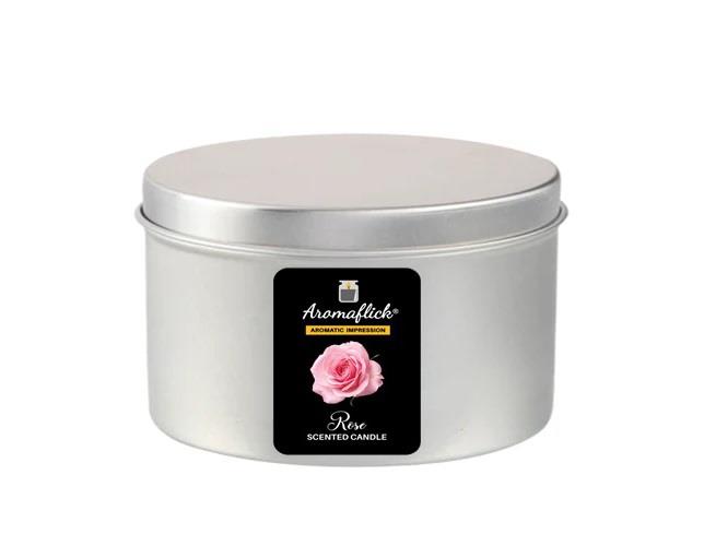 Rose Scented Candle in Silver Tin