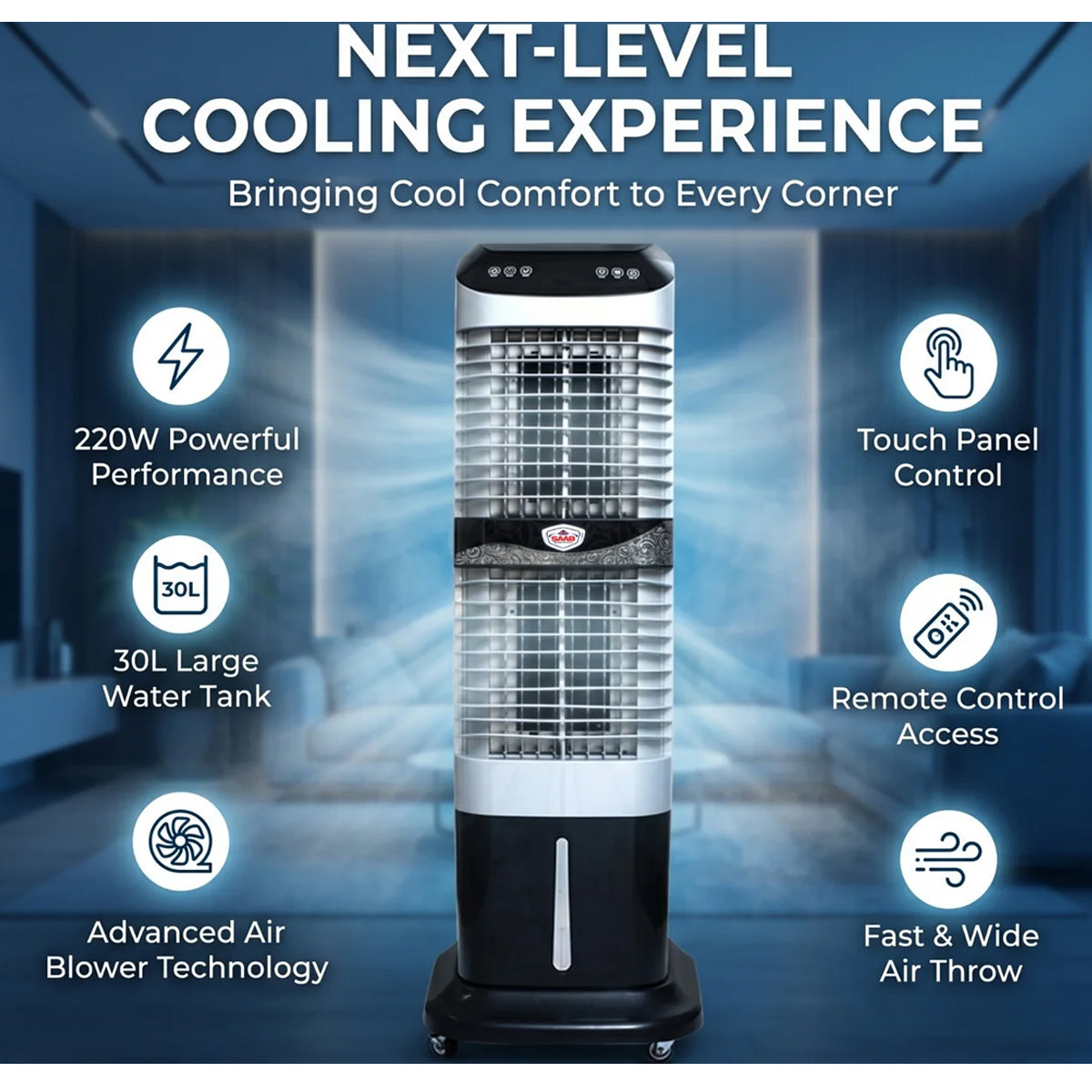 Saab Room Cooler SEC-786 Effiel Evaporative Air Cooler Ice chamber and Dust filter 25 Liters