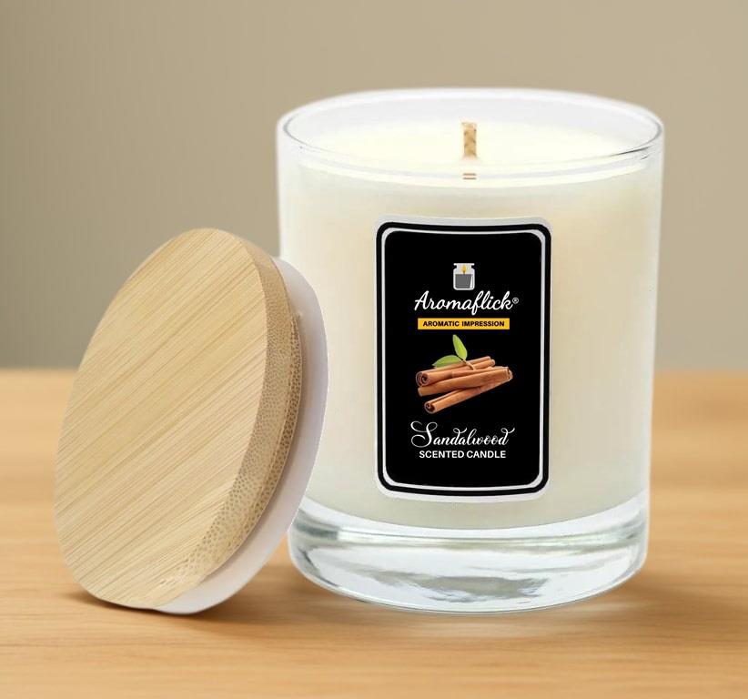 Sandalwood Scented Candle in Glass Jar