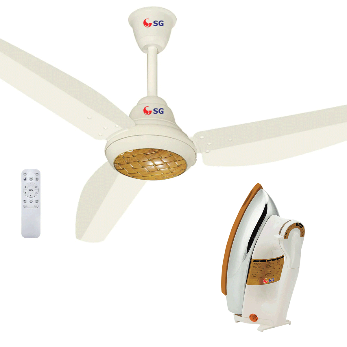 SG AC/DC Executive Ceiling Fan - 56" + SG Automatic Dry Iron 22AW (Random Color)