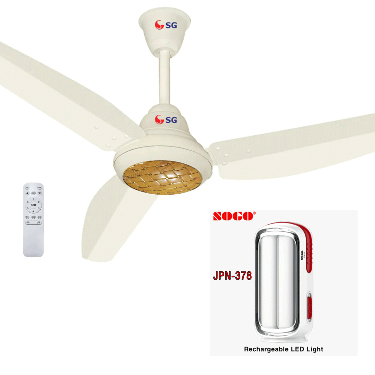 SG AC/DC Executive Ceiling Fan - 56" + Sogo Rechargeable Light JPN-378