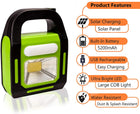 3 in 1 Solar Rechargeable Handy Lamp with 3 Modes Light and Built in Power Bank