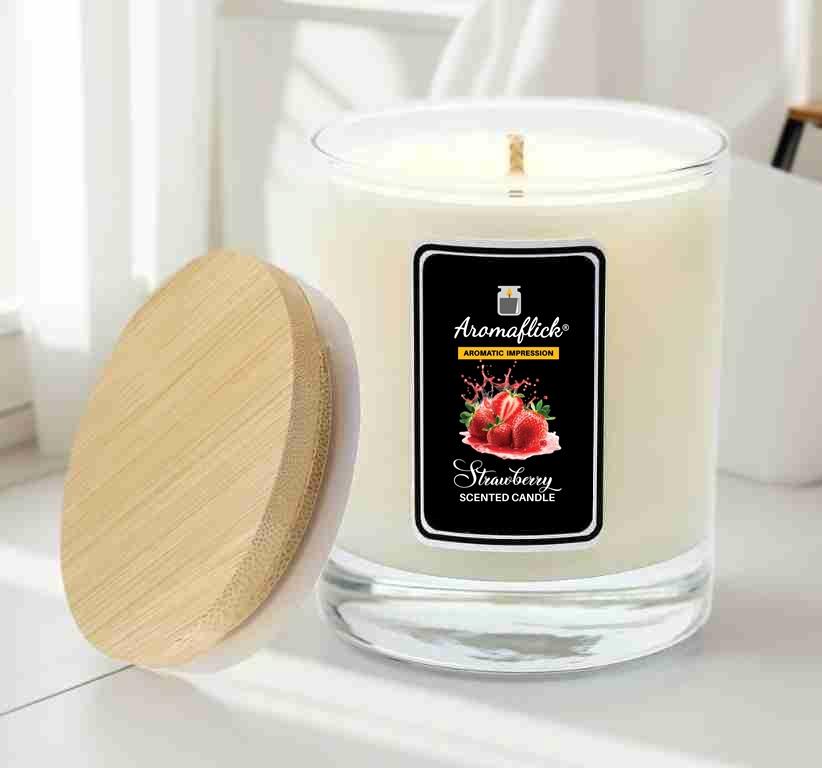 Strawberry Scented Candle in Glass Jar