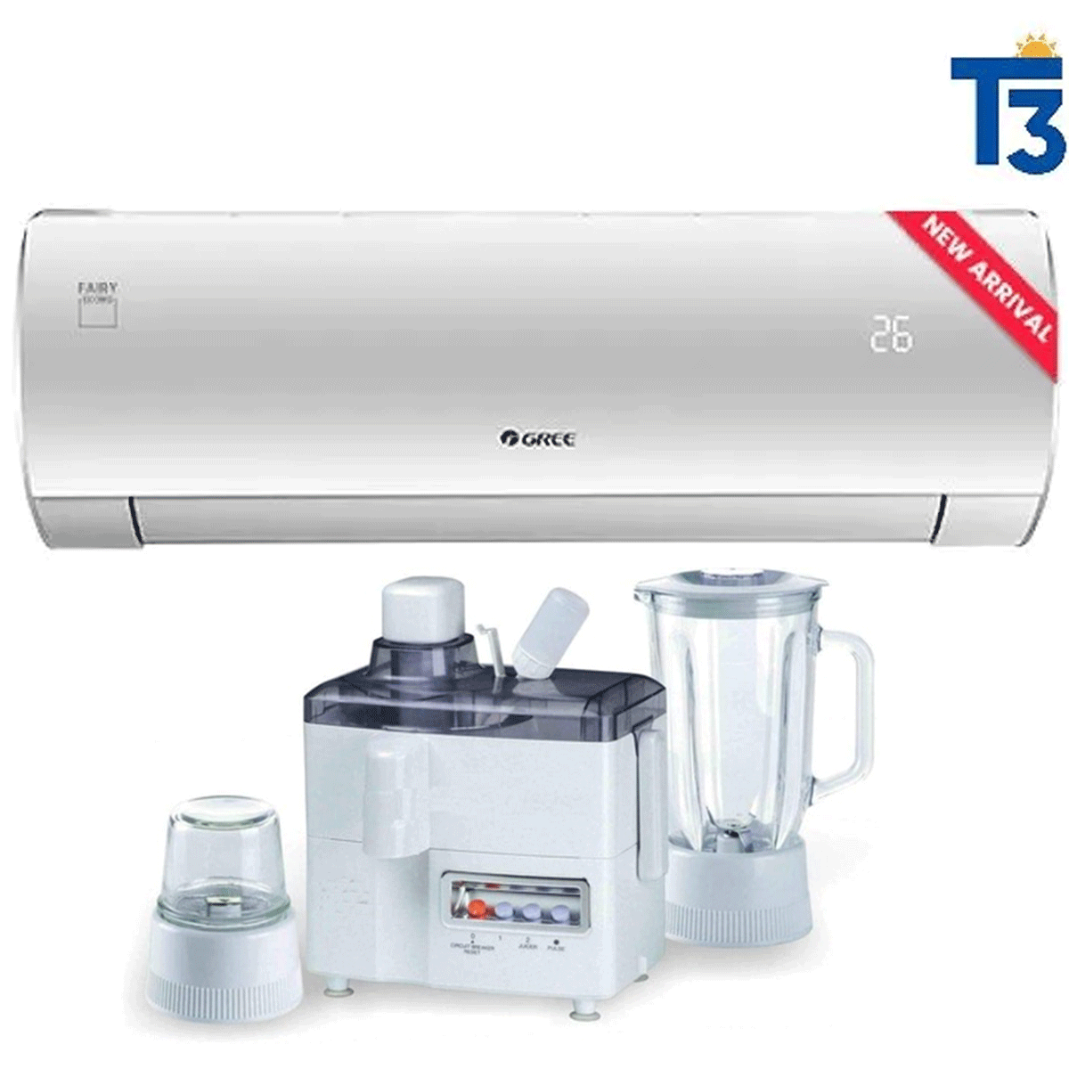 Gree GS-18FITH6C/6S/6G GREE Split Ac 1.5 TON (Inverter)- Fairy Econo Series - S + Premium 3 in 1 Juicer Blender