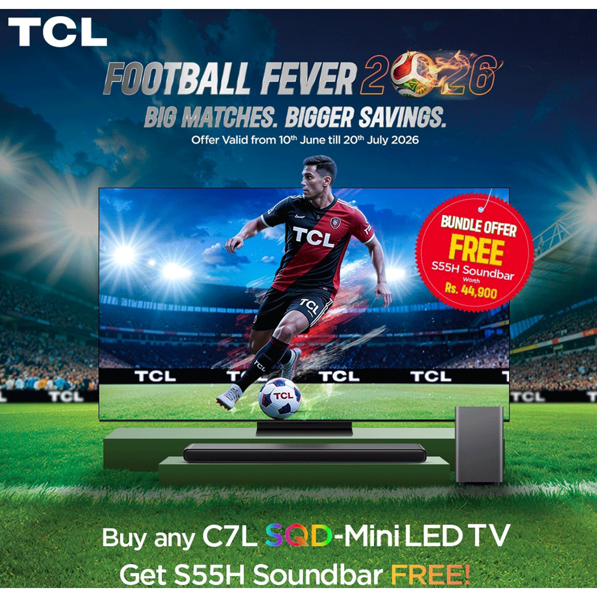 TCL C7L 75″ SQD Super Mini Q LED + Fee TCL S55H 2.1ch Pro Super Bass Soundbar