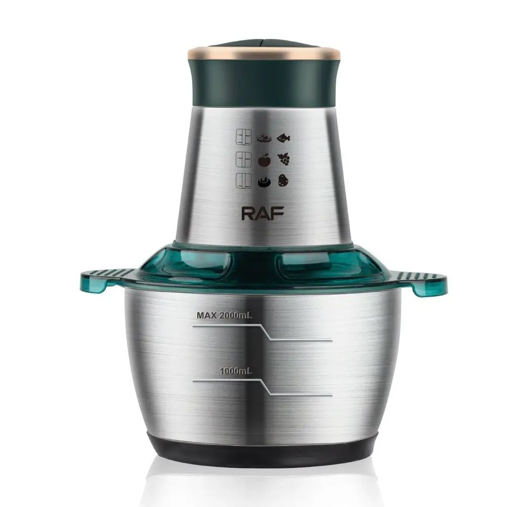 RAF Meat Grinder Electric, Food Processor 2L Stainless Steel Meat Blender Food Chopper for Meat, Vegetables, Fruits and Nuts