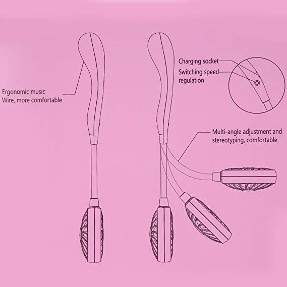Durable and rechargeable portable hanging and foldable neck fan with 3 speeds and USB chargeable for Kitchen and sports