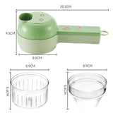 4 in 1 Portable Electric Vegetable Cutter Set, Wireless Food Processor Handheld Food Chopper with Brush and Skin-peeler, Wireless Food Processor Garlic Slicer for Pepper Chili Onion Celery Meat