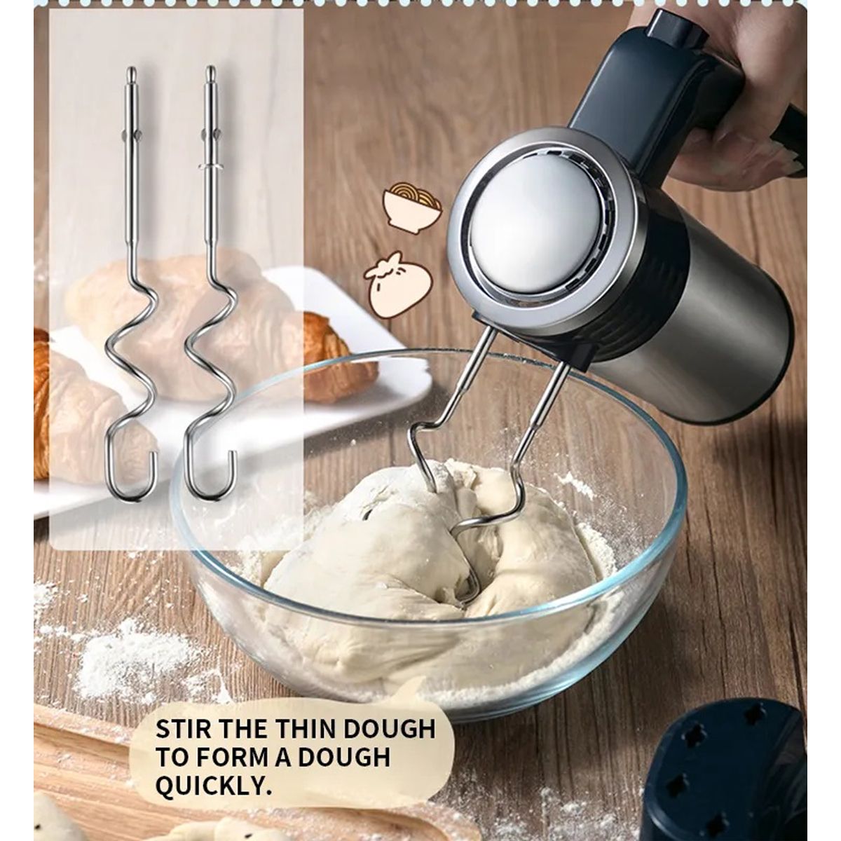 9-Speed Electric Food Mixer Hand Blender Dough Blender Egg Beater Hand Mixer for Kitchen Appliance