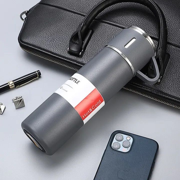 3 Pieces Stainless Steel vacuum flask travel mug set bottle = 500ML approx - 3 Cups=160 ML approx
