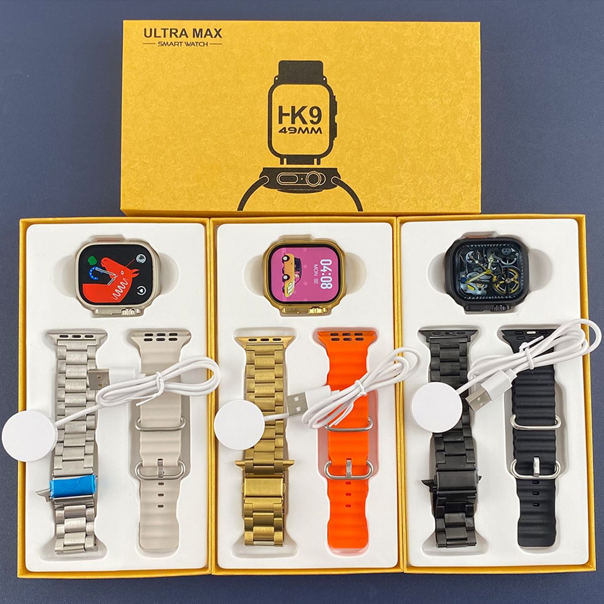 HK9 Ultra Max Gold Smart Watch Bluetooth Call Men Women Smartwatch Ult ...