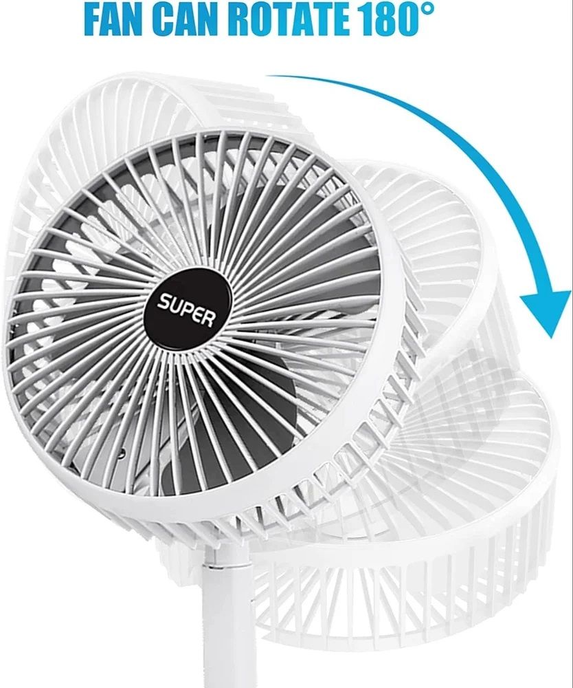 Portable Fan Rechargeable, Stand  and  Table fan Folding Telescopic  and  Adjustable Height for Office Home Outdoor Camping