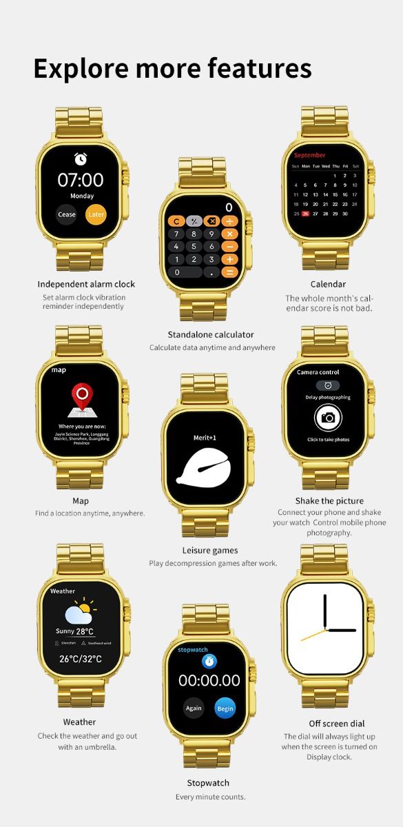 Newest Ultra Gold Series 9 Smart Watch Men GPS NFC IP67 Smartwatch Waterproof Sport Mode Fitness