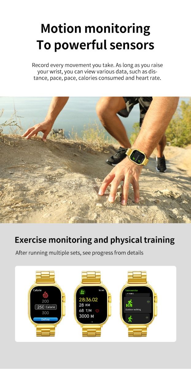 Newest Ultra Gold Series 9 Smart Watch Men GPS NFC IP67 Smartwatch Waterproof Sport Mode Fitness