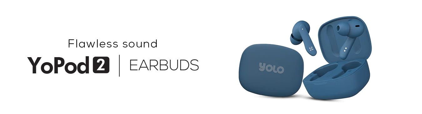 YOLO YoPod2 True Wireless Earphones | Super Low Latency Mode | Environment Noise Cancellation Earbuds | Bluetooth 5.2 Earbphones | Bass Boosted Drivers