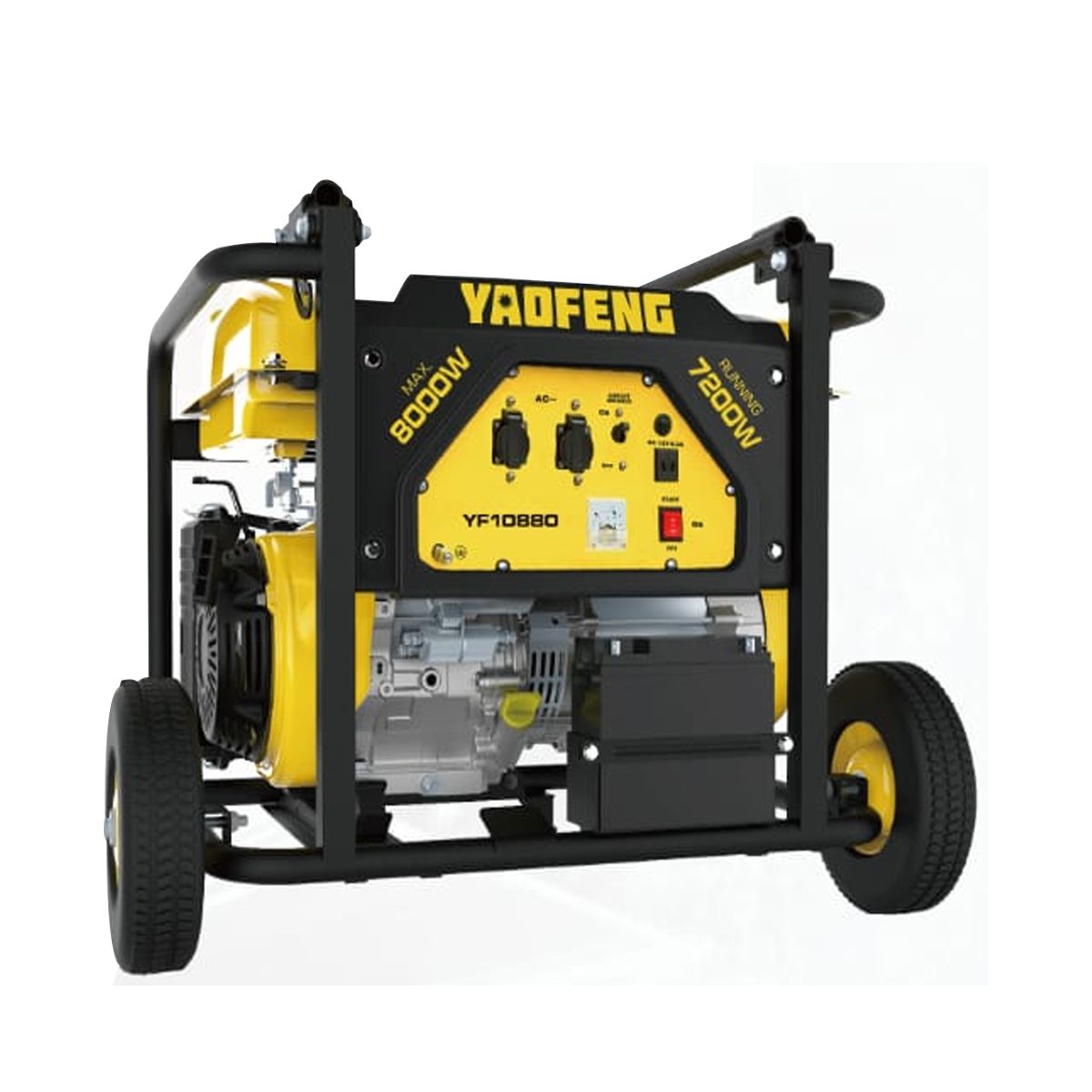Yaofeng 7 KW Heavy Duty Petrol  and  Gas Generator YF10800 Yellow  and  Black